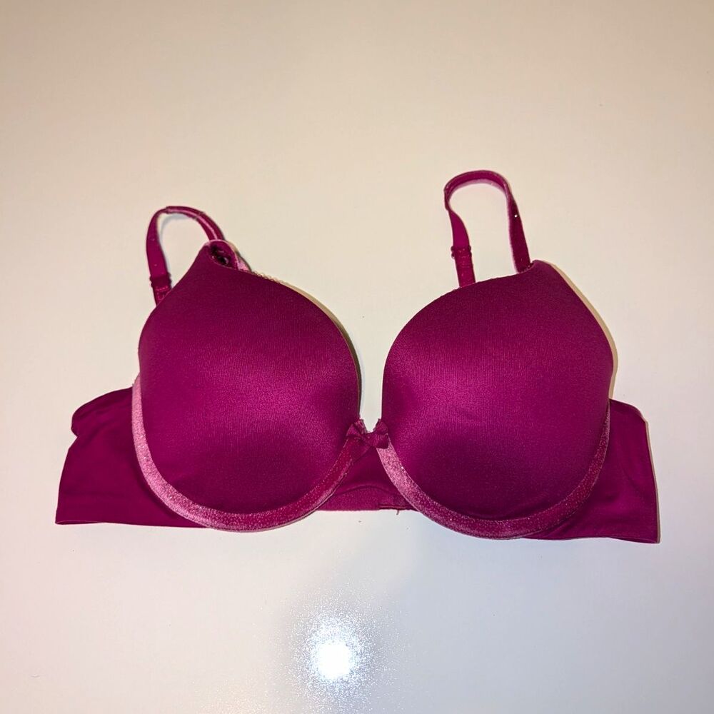 Victoria's Secret Body By Victoria Magenta Solid Underwired T-Shirt Bra 36C